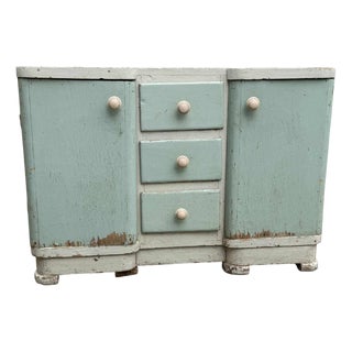 Vintage Hand-Painted Wood Cabinet For Sale