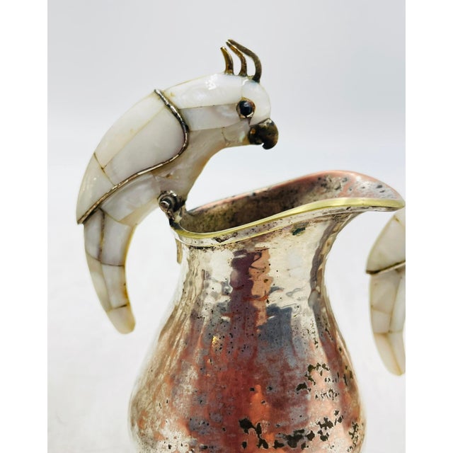 1960s Los Castillo Taxco Parrot Pitcher Tea Set Silver Plate Hardstone - 4pcs For Sale - Image 10 of 18
