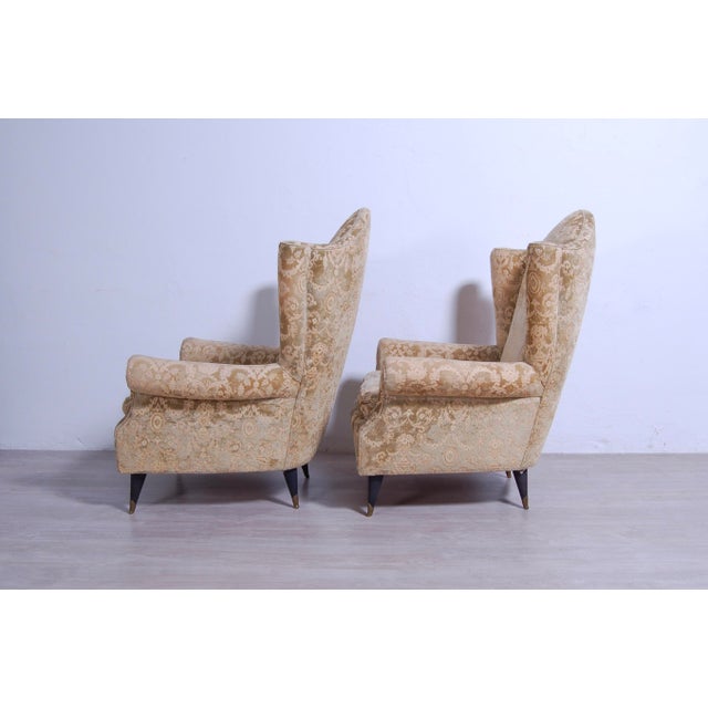 Set of Armchairs in Damask Fabric, 1950s For Sale - Image 4 of 15