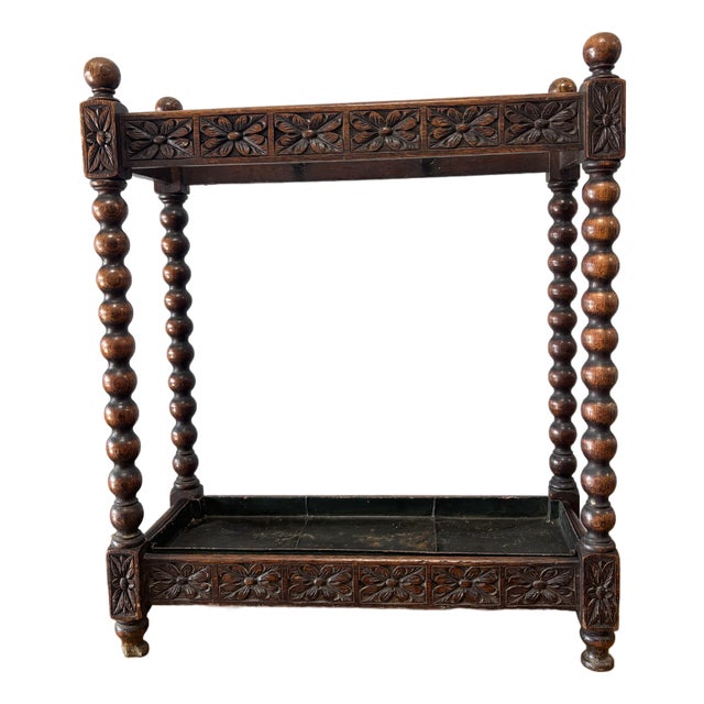 Antique English Oak Umbrella and Stick Stand For Sale