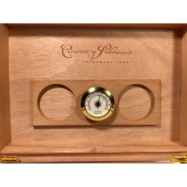 Brown Cuervo Y Sobrinos Swiss-Made Polished Maple Wood Watch & Cigar Presentation Box For Sale - Image 8 of 13