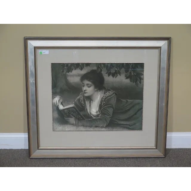 2010s John Richard Framed Print of Victorian Lady Reading a Book For Sale - Image 5 of 5