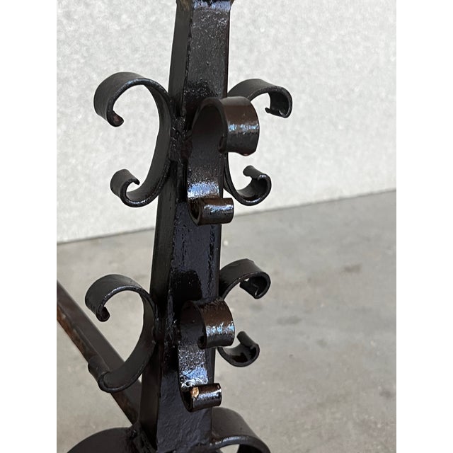 19th French Wrought Iron Firedogs or Andirons For Sale In Miami - Image 6 of 8
