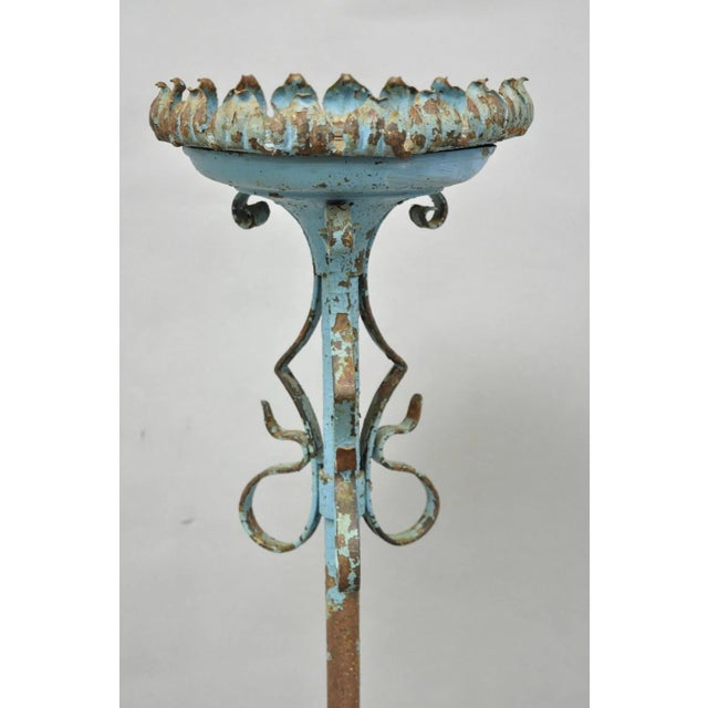 Antique Gothic Renaissance Wrought Iron Italian Candle Holder Candelabra - Pair For Sale - Image 10 of 14