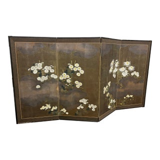 Japanese Byōbu Four Panel Screen Divider, Antique For Sale