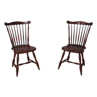 Pair of Frederick Duckloe Cherry Windsor Side Chairs For Sale