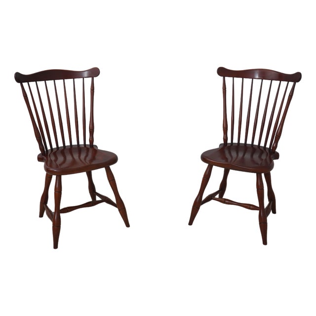 Pair of Frederick Duckloe Cherry Windsor Side Chairs For Sale