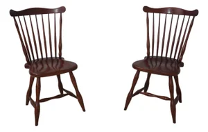 Pair of Frederick Duckloe Cherry Windsor Side Chairs