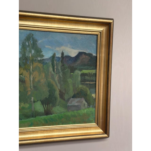 Original Swedish Oil on Panel – “Lush Landscape” by Olof Larsson – Signed – Framed – 78 × 61 cm (30.7" × 24") A landscape...
