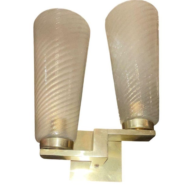 1990's Limited Edition Murano Glass and Brass Sconces - Set of Four For Sale - Image 10 of 10