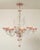 Lovely murano glass chandelier in white glass with pink and gold details, with 6 lights. discover this lovely murano glass...