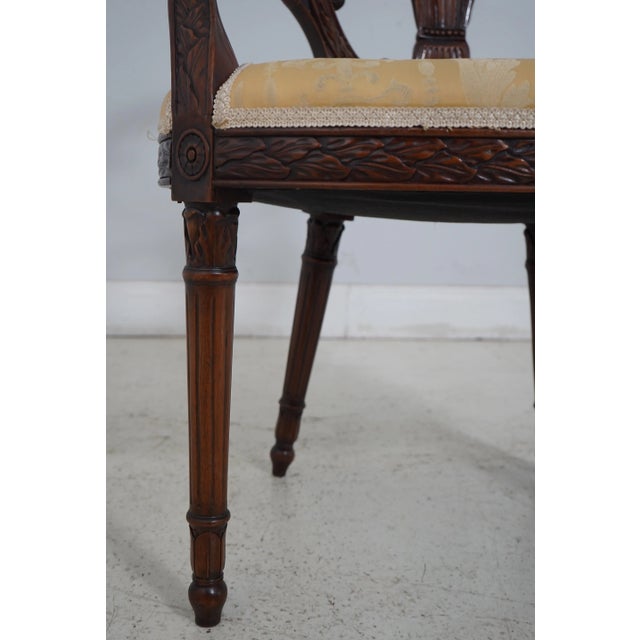 Adam Style Carved Mahogany Open Armchair For Sale - Image 9 of 12