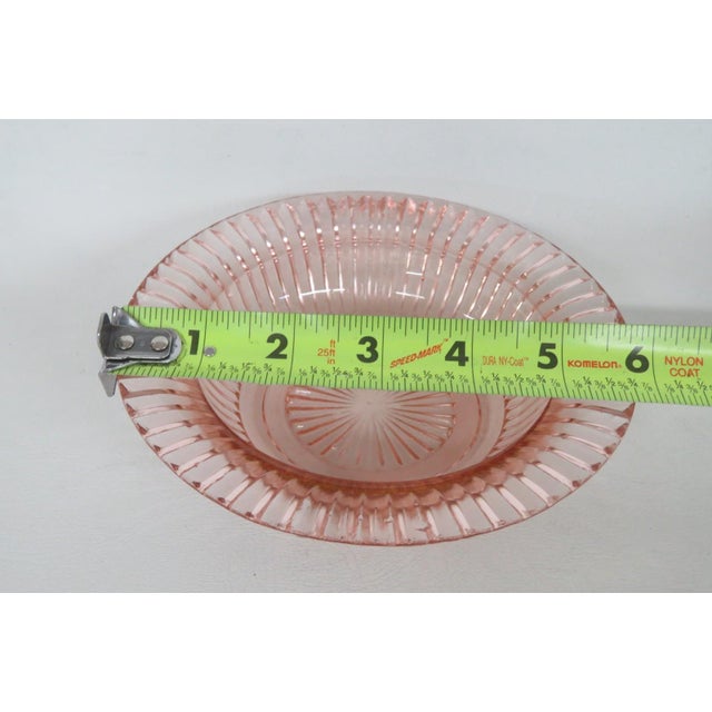 Art Deco 1930s Anchor Hocking Queen Mary Pair of 2 Dessert Bowls Pink Depression Glass For Sale - Image 3 of 12