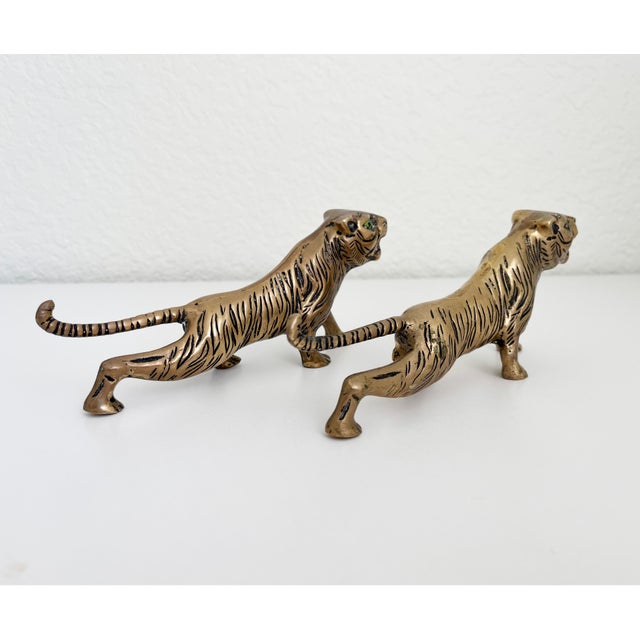 Metal 1970s Pair of Brass Tiger Figurines For Sale - Image 7 of 8
