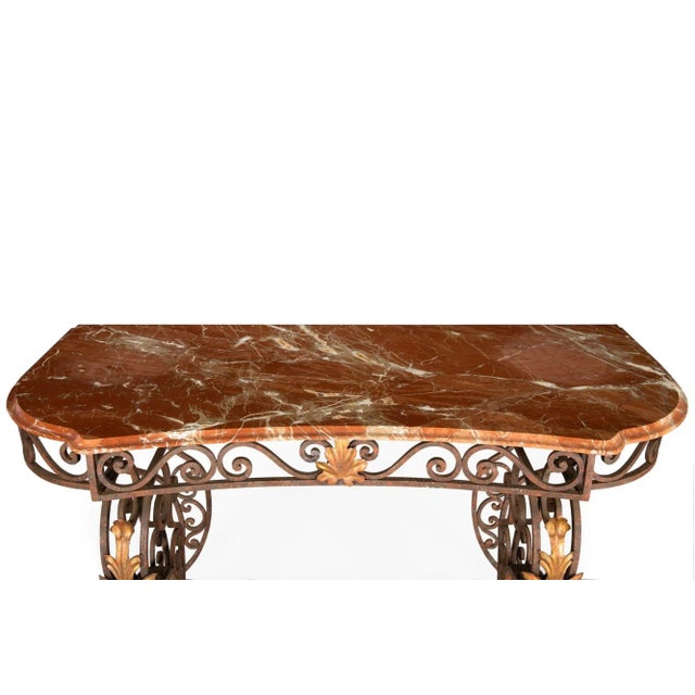 Vintage Wrought Iron and Red Marble Console Table, 20th Century For Sale - Image 6 of 12