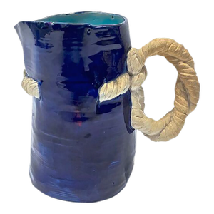 Antique Majolica Rope Pitcher