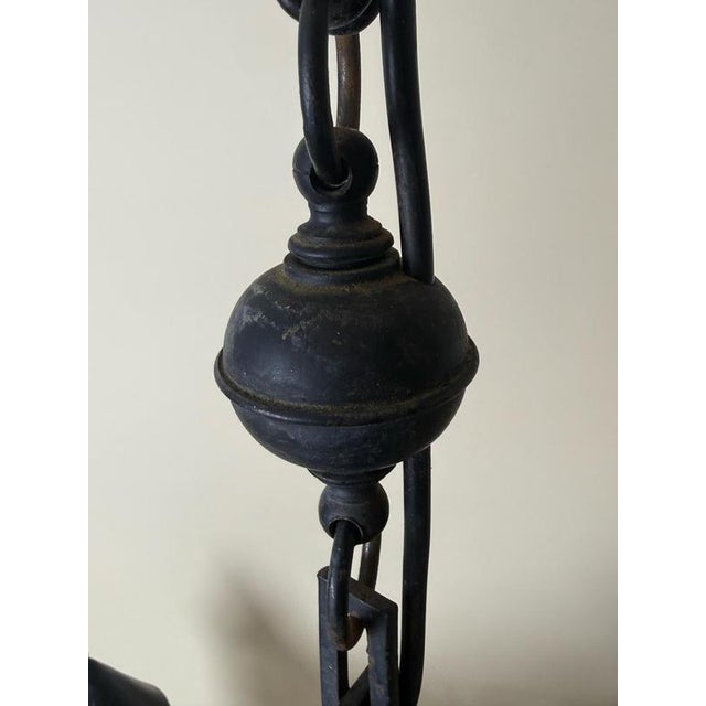 Antique Gothic Revival Wrought Iron Castle Chandelier with Turrets, 1910 For Sale - Image 18 of 18