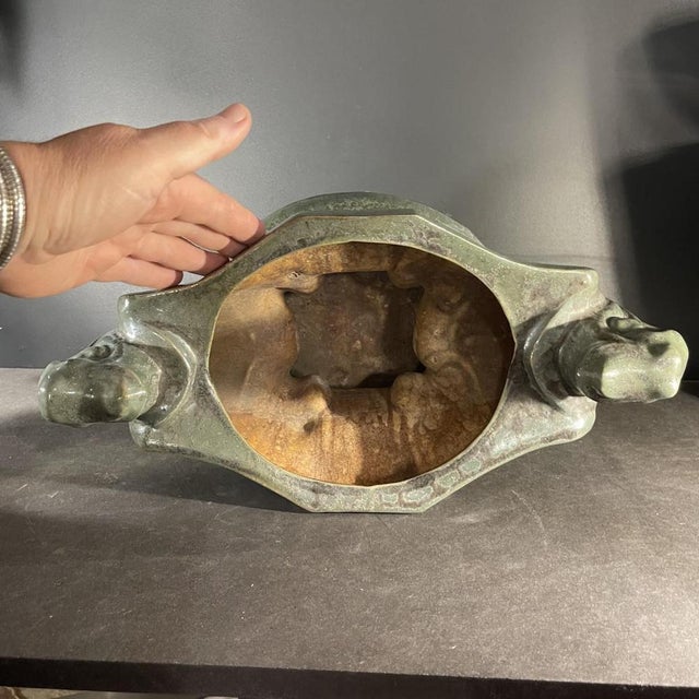 Glass Art Deco Pelican Planter in Bouffioulx Stoneware by Roger Guerin, 1925 For Sale - Image 7 of 17