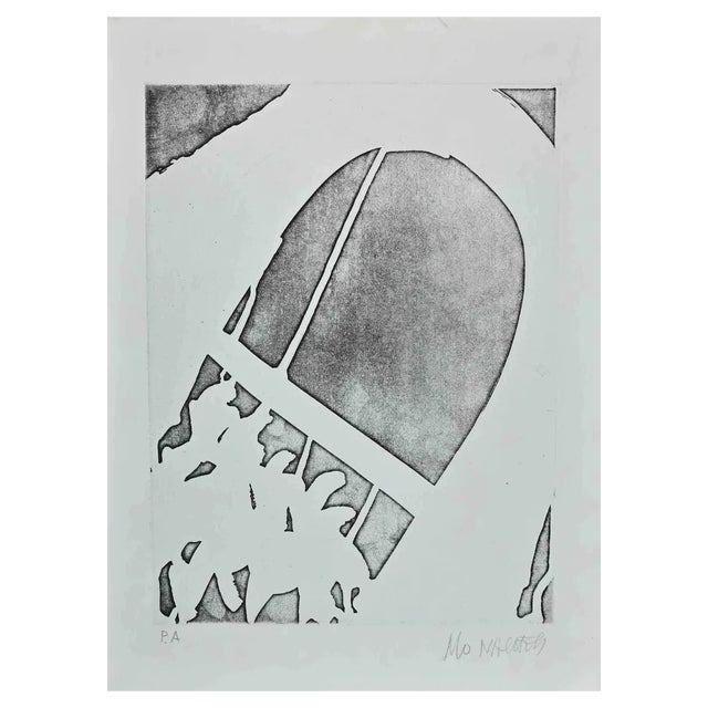Sante Monachesi, Figure and Arch, Original Etching, 1970s For Sale