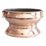 Large 19th Century French Polished Copper Oval Wine Cooler Champagne Bucket Jardiniere Centerpiece For Sale