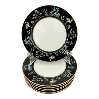 1970s Fitz & Floyd "Chinoiserie" Salad Plate Set of 7 For Sale