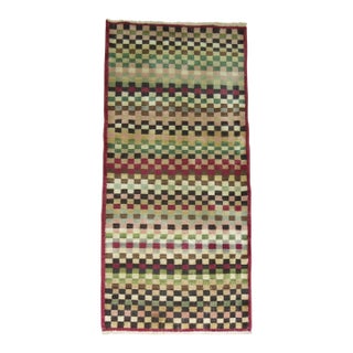 Mid 20th Century Checkerboard Deco Turkish Runner For Sale
