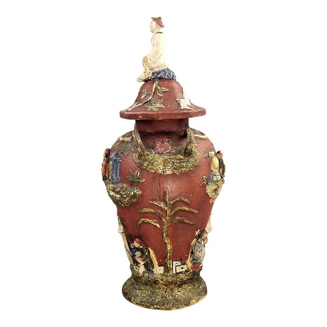 Maiolica Vase with Chinoiserie Relief, 1860-1880 For Sale - Image 6 of 18
