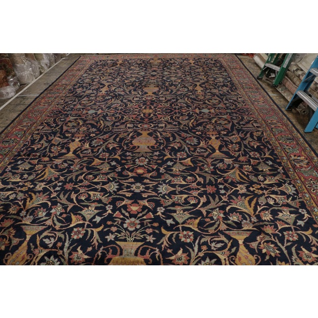 Traditional Oversized Antique Shahrestan Rug in Blue With Floral Patterns, From Rug & Kilim For Sale - Image 3 of 11