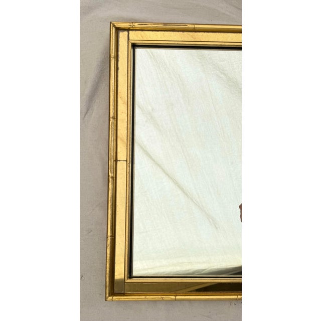 Labarge 1960's LaBarge Faux Bamboo Gilt Mirror With Gold Mirrored Border For Sale - Image 4 of 10