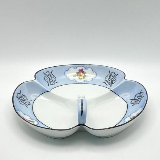 Ceramic Vintage Reinhold Schlegelmilch Porcelain Divided Trefoil Candy Dish With Flowers For Sale - Image 7 of 16