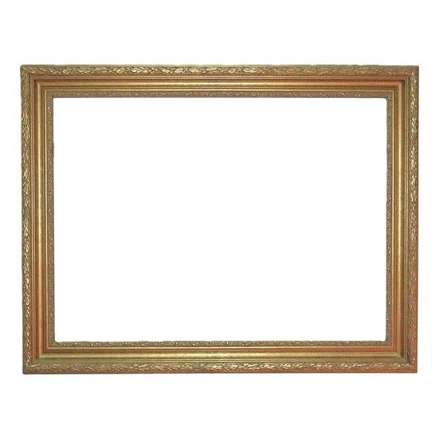 Vintage Gilt Wood & Gesso Picture Frame Fits 23 1/4" X 31 3/4" Rabbet Opening For Sale