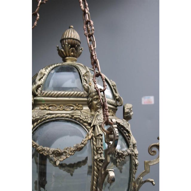 Italian Bronze Lantern with Curved Glass, Italy, 1850s For Sale - Image 16 of 18