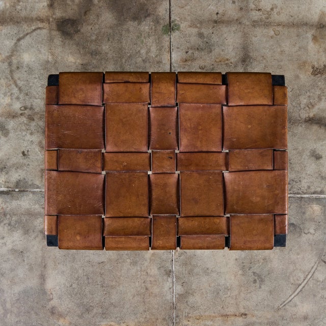 Small Woven Leather Bench by Swift and Monell For Sale - Image 16 of 18