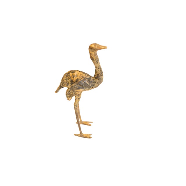 Vintage African Light Patina Bronze Ostrich For Sale