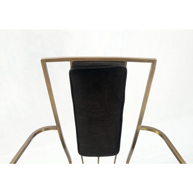 Bent Square Solid Brass Bar Dining Armvhair Armchair French Art Deco MCM For Sale - Image 10 of 12