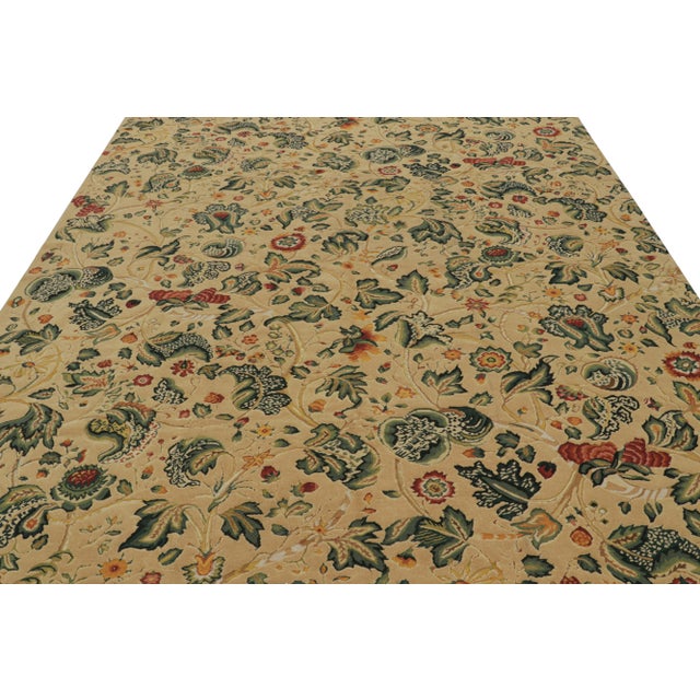 Modern Rug & Kilim’s European Style Flatweave Rug in Cream With Floral Patterns ‘Tudor’ For Sale - Image 3 of 7