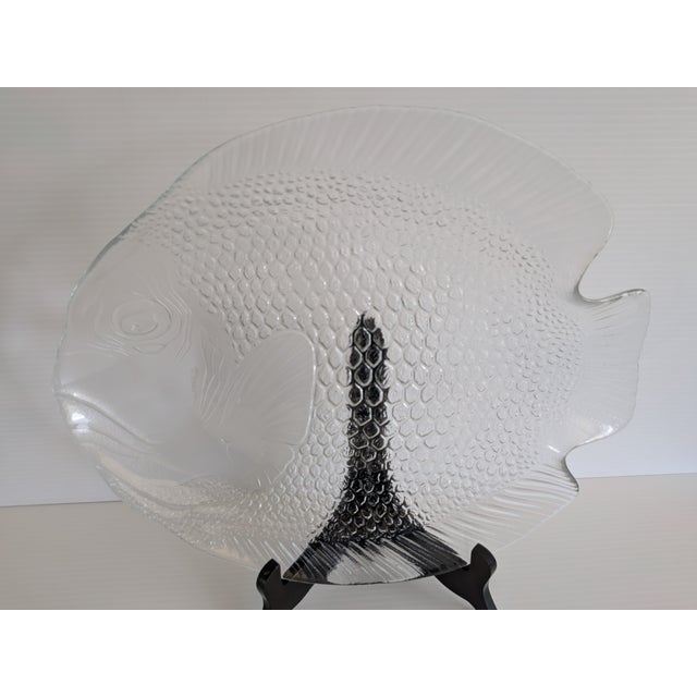 1980s Vintage Arcoroc France Clear Glass Fish Platter For Sale - Image 5 of 5