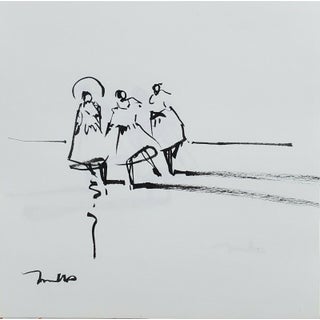Contemporary Minimalist Figurative Ink Drawing by Jose Trujillo For Sale