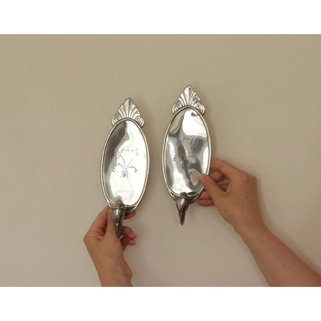 Mid-Century Swedish Pewter Sconces by Svenskt Tenn, Set of 2 For Sale - Image 11 of 15