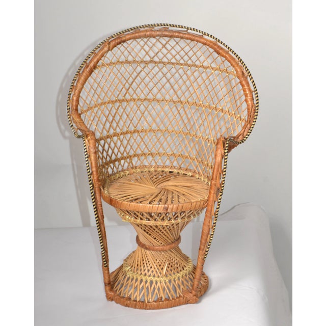 1970s Mid-Century Modern Emmanuelle Miniature Wicker Rattan Armchair Plant Stand For Sale - Image 12 of 12