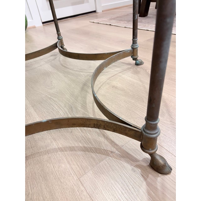 Labarge Mid-Century Modern Labarge Brass Hoofed Coffee Table For Sale - Image 4 of 8
