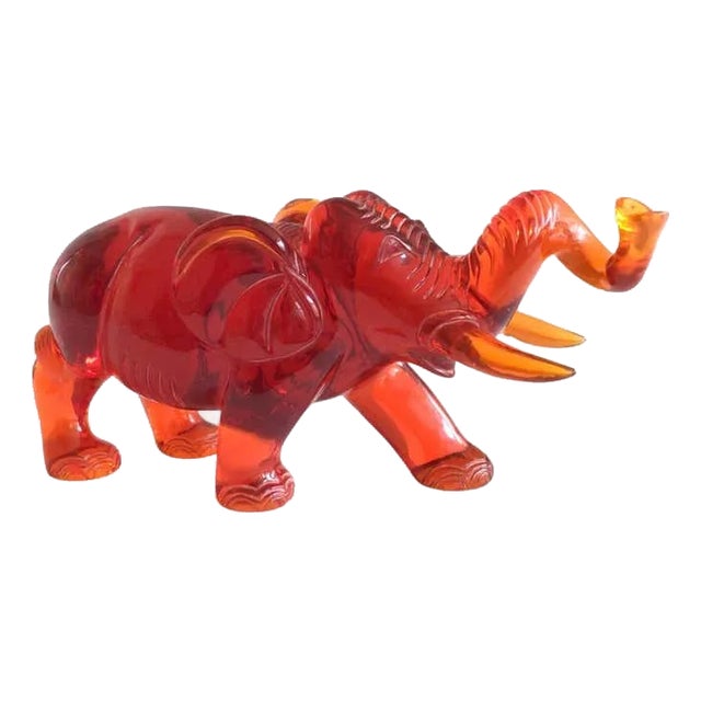 1960s Red Lucite Elephant For Sale