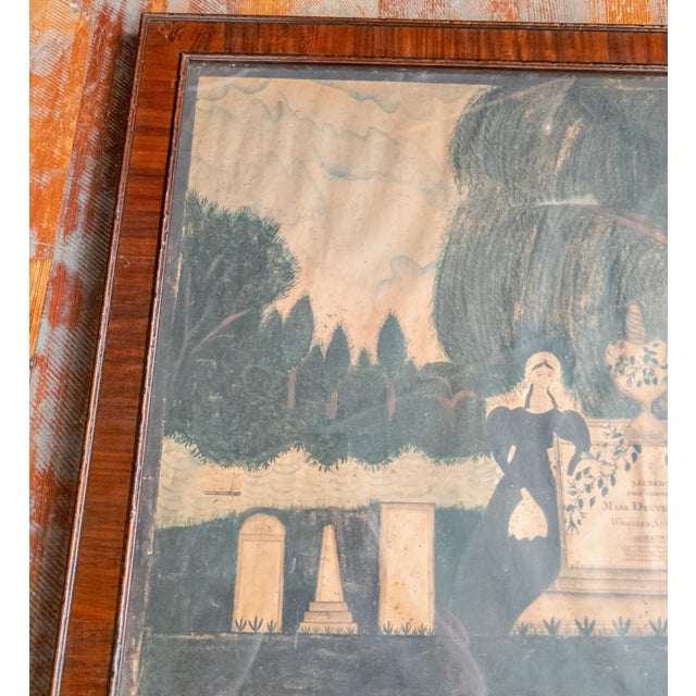 19th Century American Folk Art Memento Mori Memorial Watercolor Painting From Martha's Vineyard For Sale - Image 11 of 12