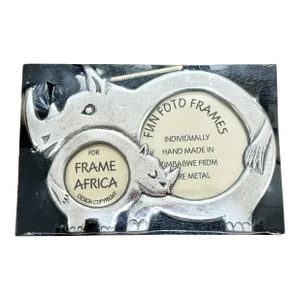 Pewter Rhino Double Picture Frame