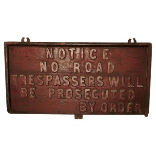 19th Century Rustic English Private Land Owners Trespassers Sign, 1880s For Sale
