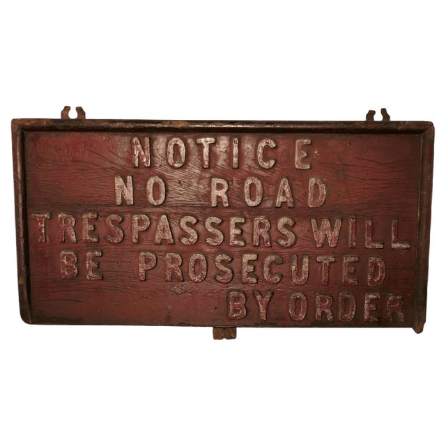 19th Century Rustic English Private Land Owners Trespassers Sign, 1880s For Sale