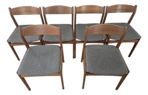 Set of Six Authentic Danish Modern Teak Dining Chairs, Made in Denmark Circa 1960s