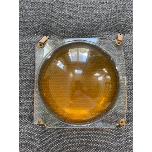 Vintage Space Age Amber Lucite 13 Inch Bubble Dome Wall Sculpture Pop Art Panel For Sale - Image 9 of 13