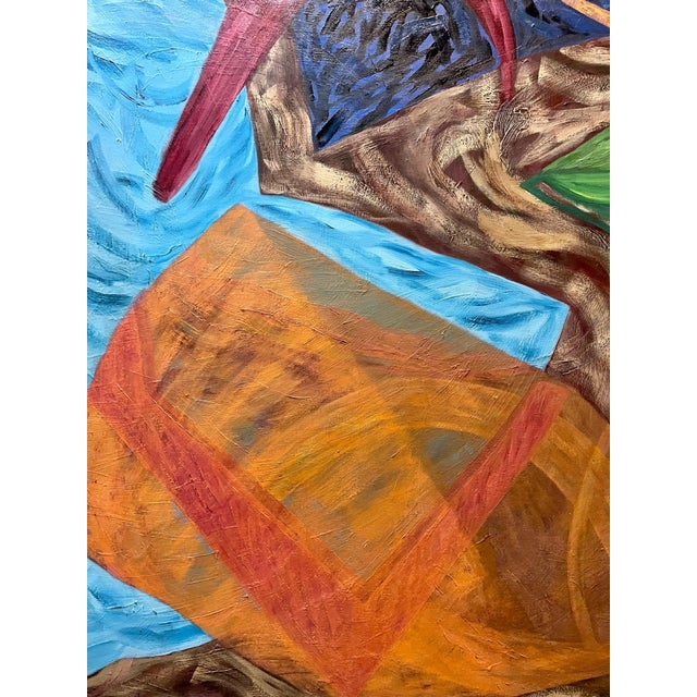 1980s Joan Thorne, Large Colorful 1980s New York Abstract Expressionist Oil Painting Joan Thorne, 1989 For Sale - Image 5 of 9