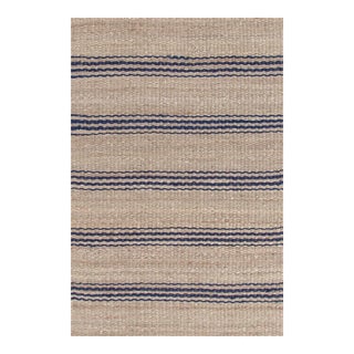 Dash & Albert by Annie Selke Jute Ticking Indigo Woven Rug, 2' x 3' For Sale